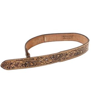 Vintage Leather Belt XS Tooled Floral Small